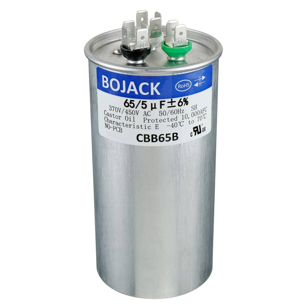 BOJACK 65+5uF 65/5MFD ±6% 370V/440V CBB65 Dual Run Circular